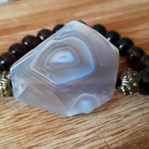 Agate & Smoky Quartz Beaded Stretch Bracelet